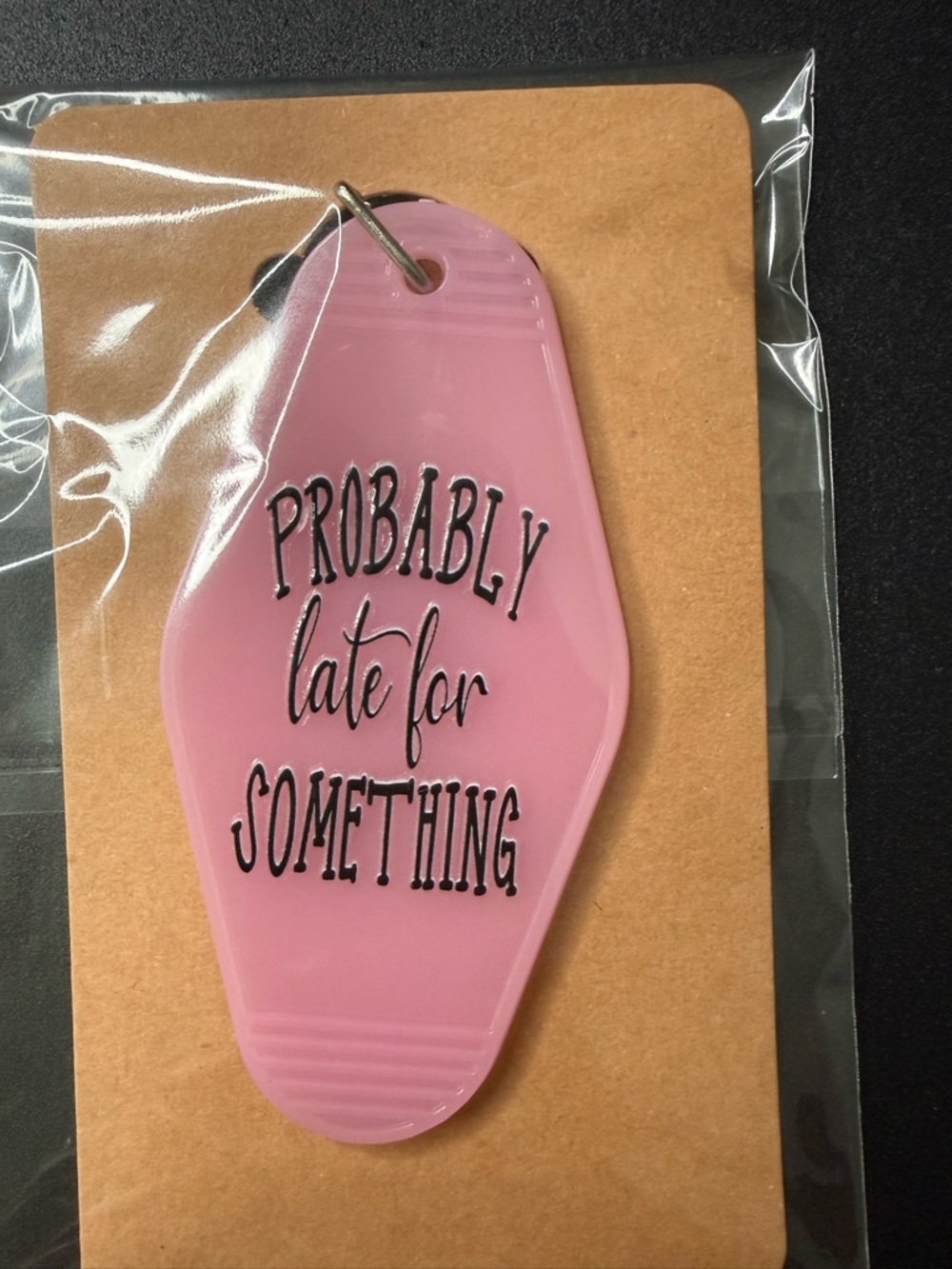 Retro Motel Style Keychain with Quote